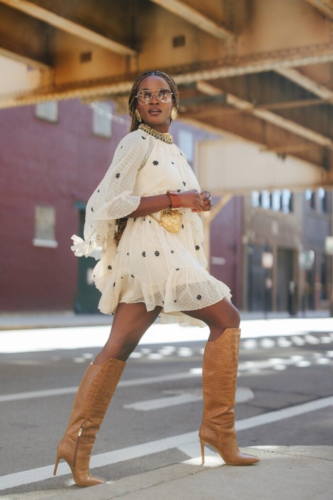 Embroidered Dress and Croc Boots