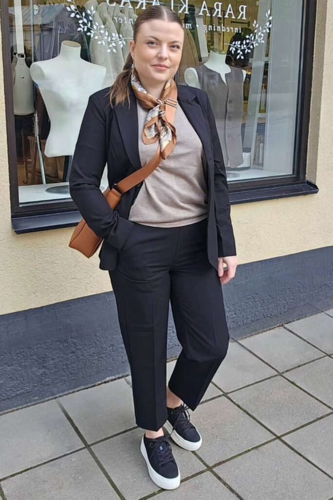 Black Blazer and Platform Sneakers