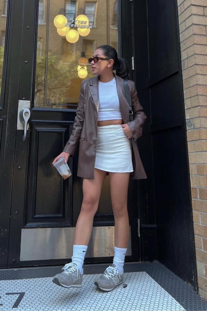 Leather Blazer and Mini Skirt