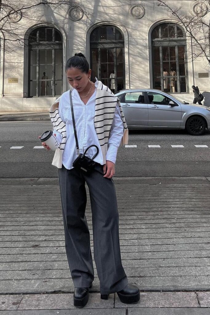 White Shirt and Platform Boots