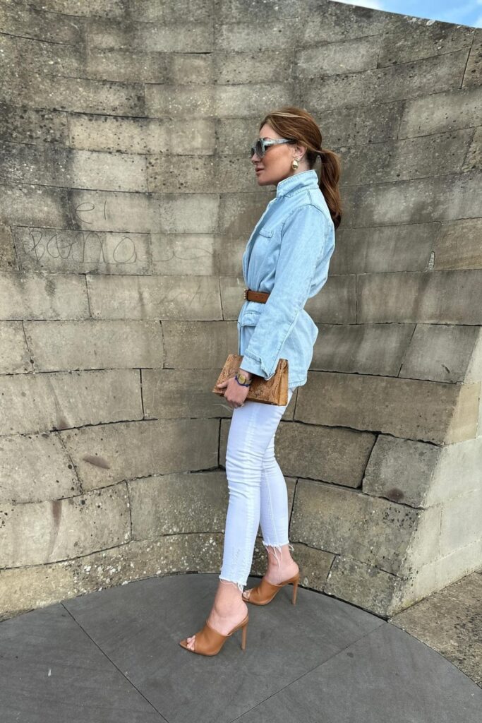 Denim Shirt and White Jeans