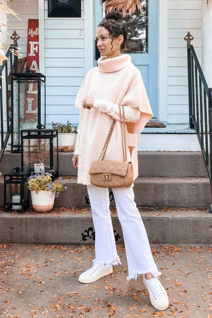 Turtleneck Poncho and Jeans