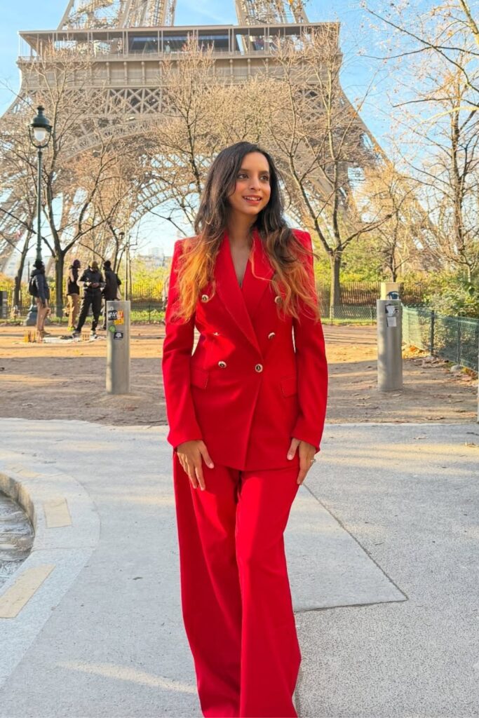 Red Double-Breasted Blazer and Matching Red Pants