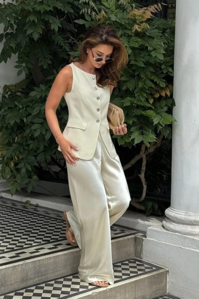 Cream Sleeveless Waistcoat and Matching Pants
