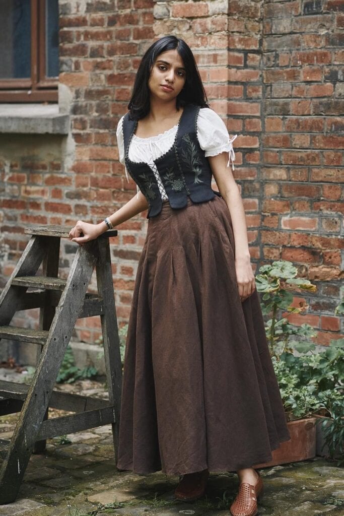 White Peasant Blouse and Embroidered Vest