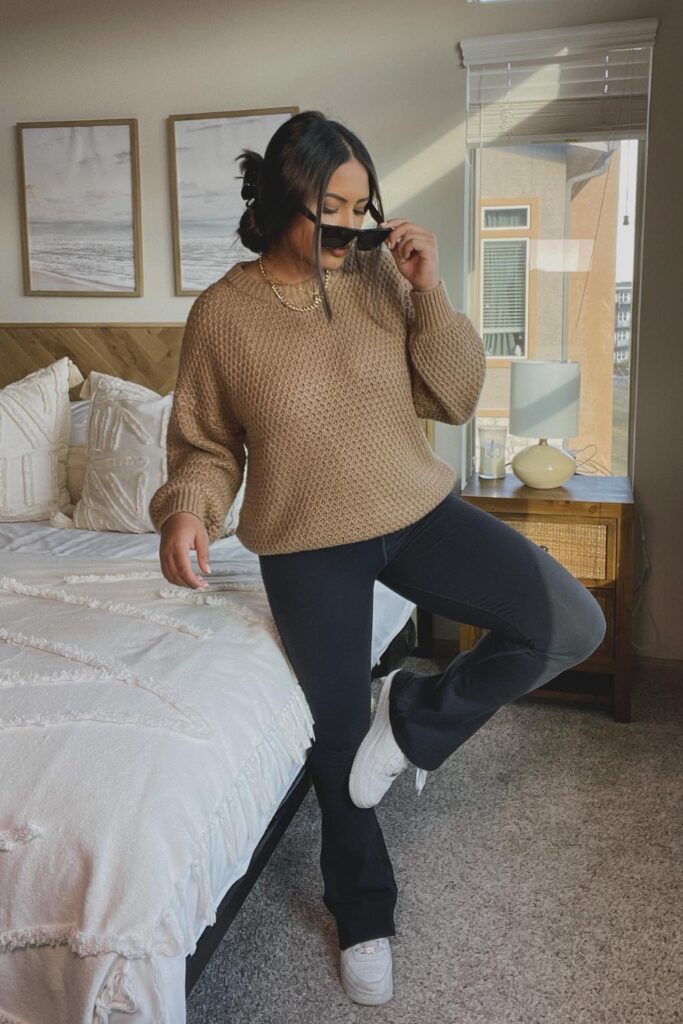 Camel Textured Knit Sweater