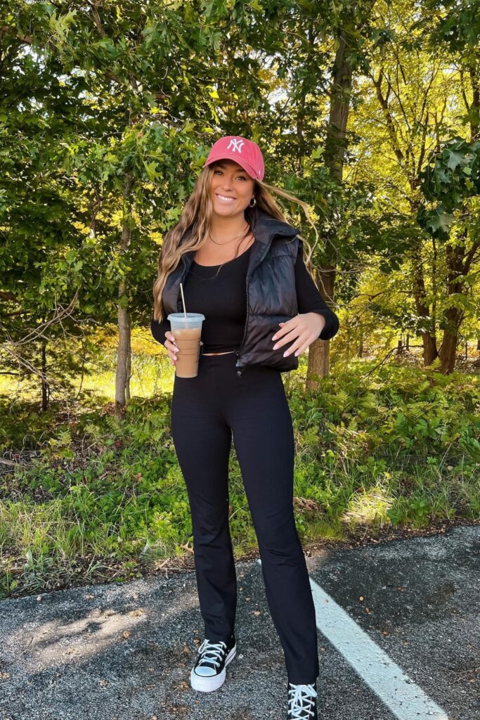 Black Puffy Vest and Converse