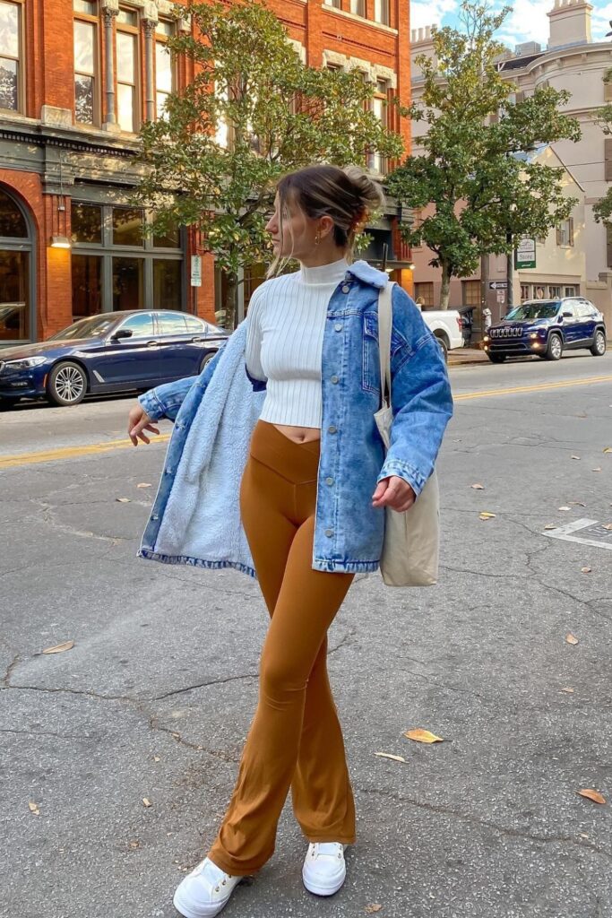Ribbed Crop Top and Denim Jacket