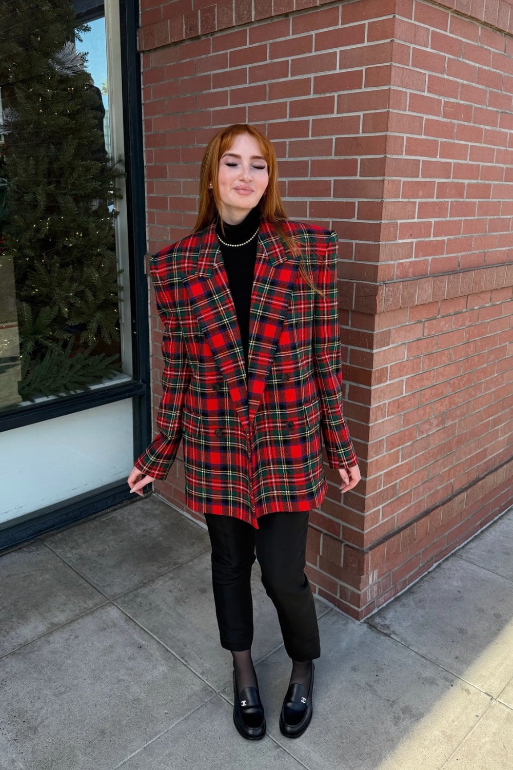 Tartan Oversized Blazer and Straight-Leg Trousers