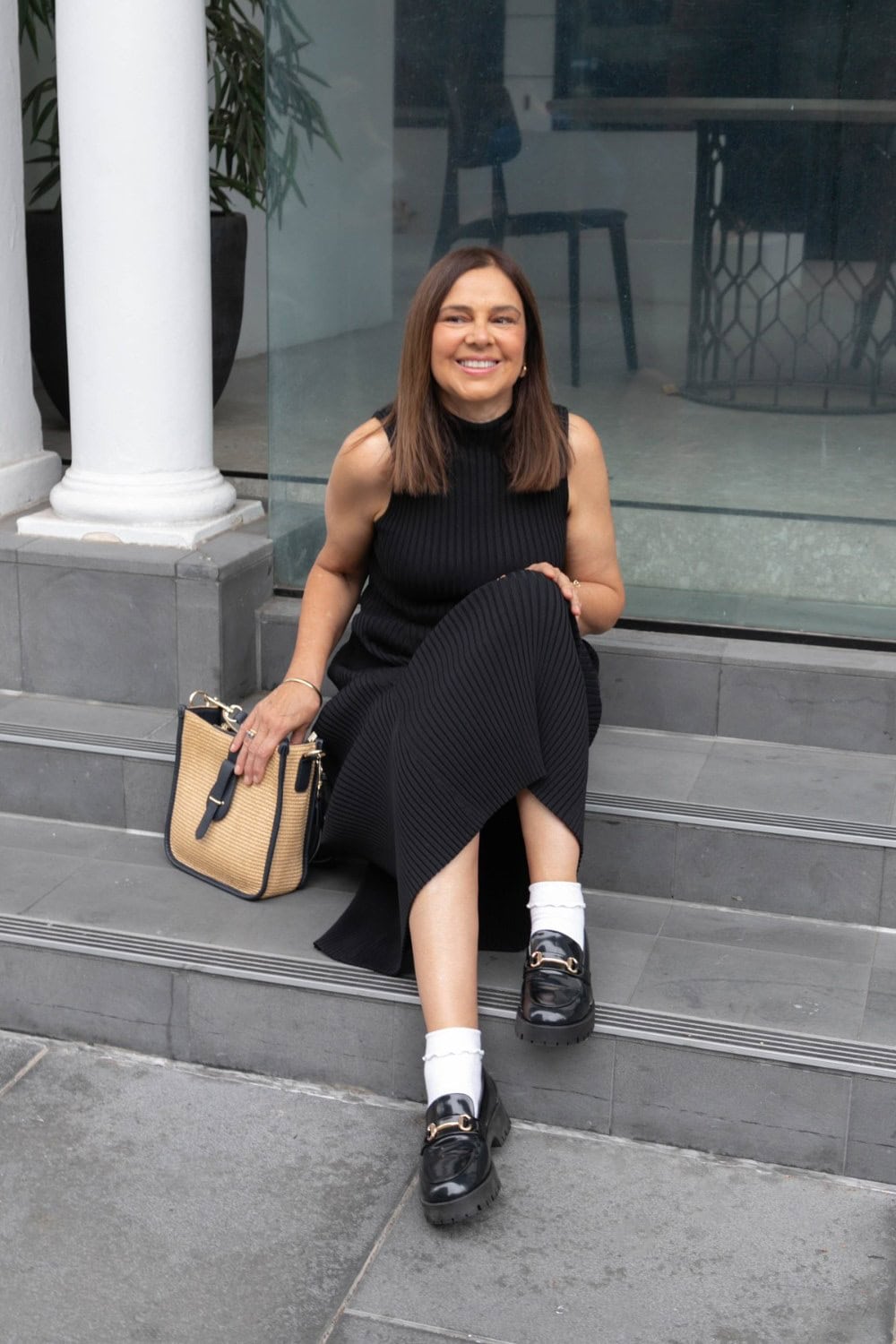 Black Ribbed Sleeveless Dress