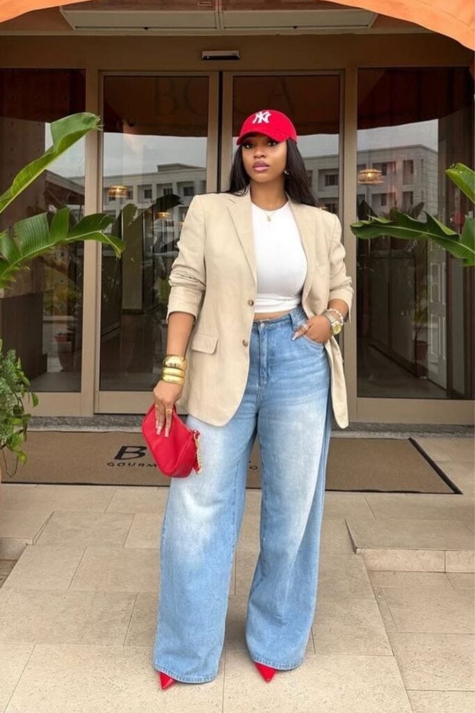 Oversized Blazer and Crop Top