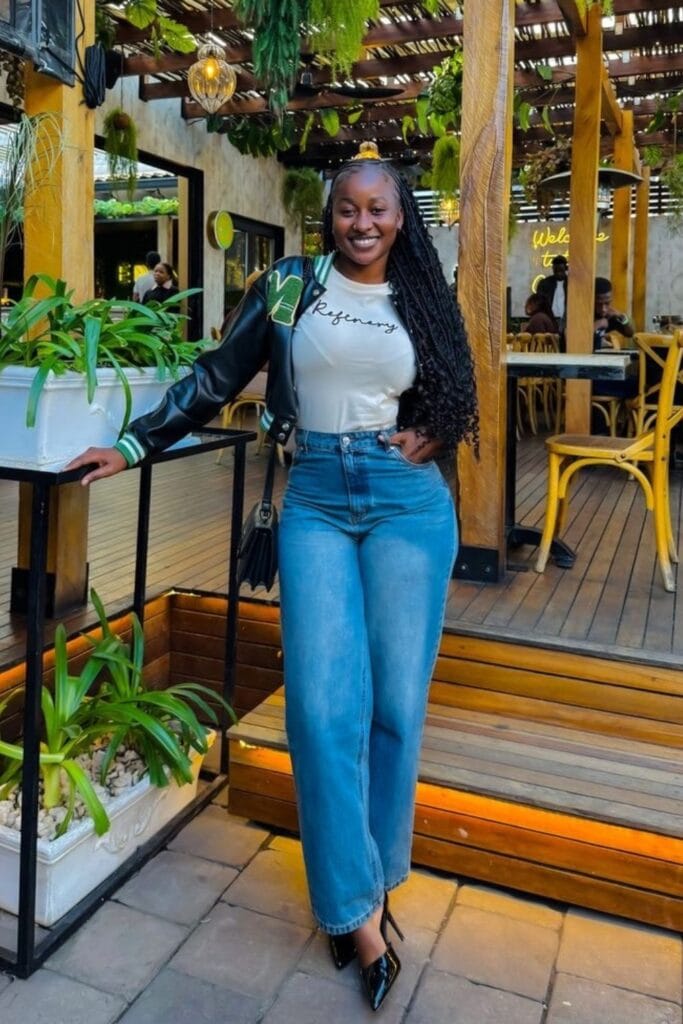 Graphic T-Shirt and Varsity Bomber