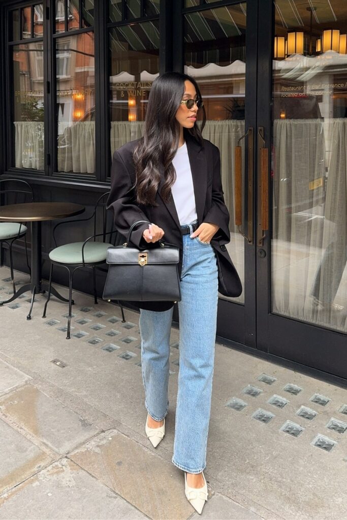 Black Blazer and White T-Shirt