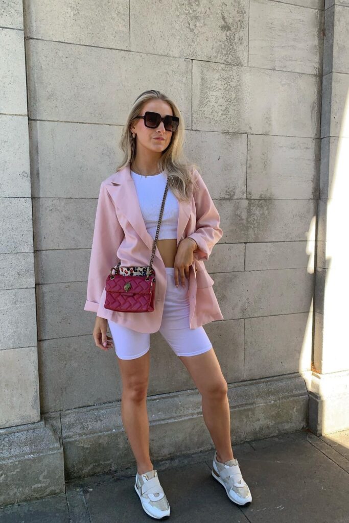 Soft Pink Blazer and White Shorts