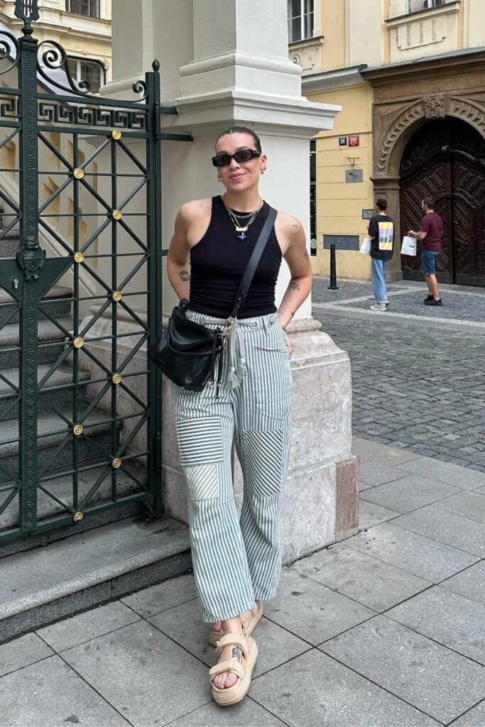 Fitted Tank Top and Heeled Sandals