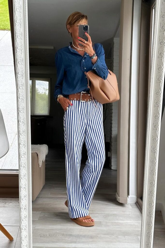 Denim Button-Up and Platform Sandals