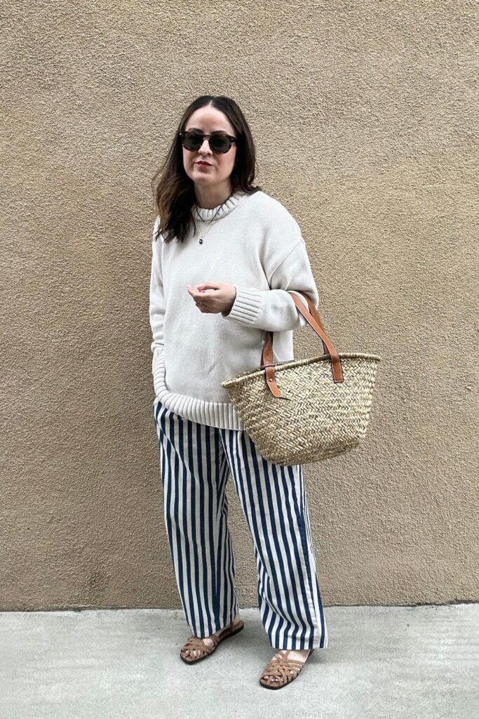 Oversized Knit Sweater and Leather Sandals