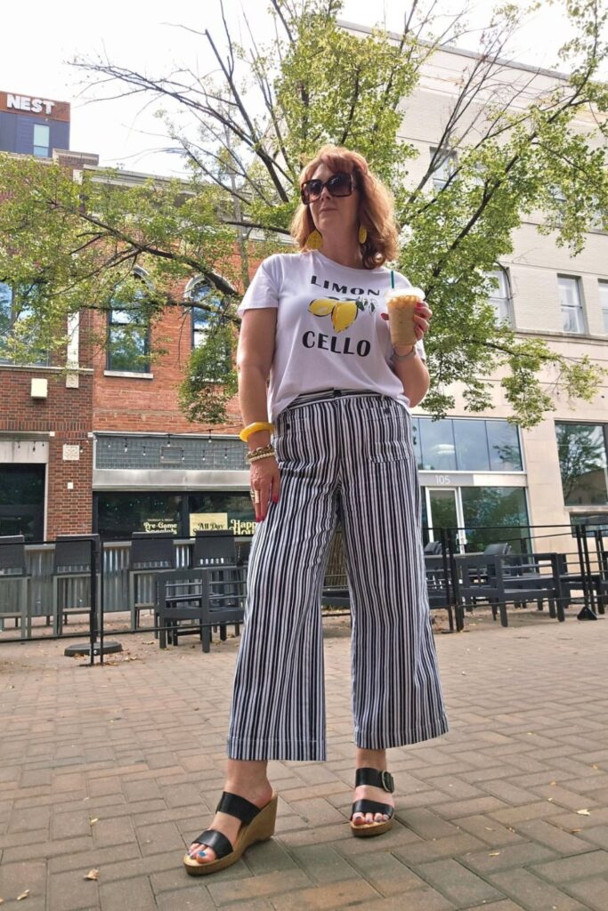 Graphic T-Shirt and Wedge Sandals