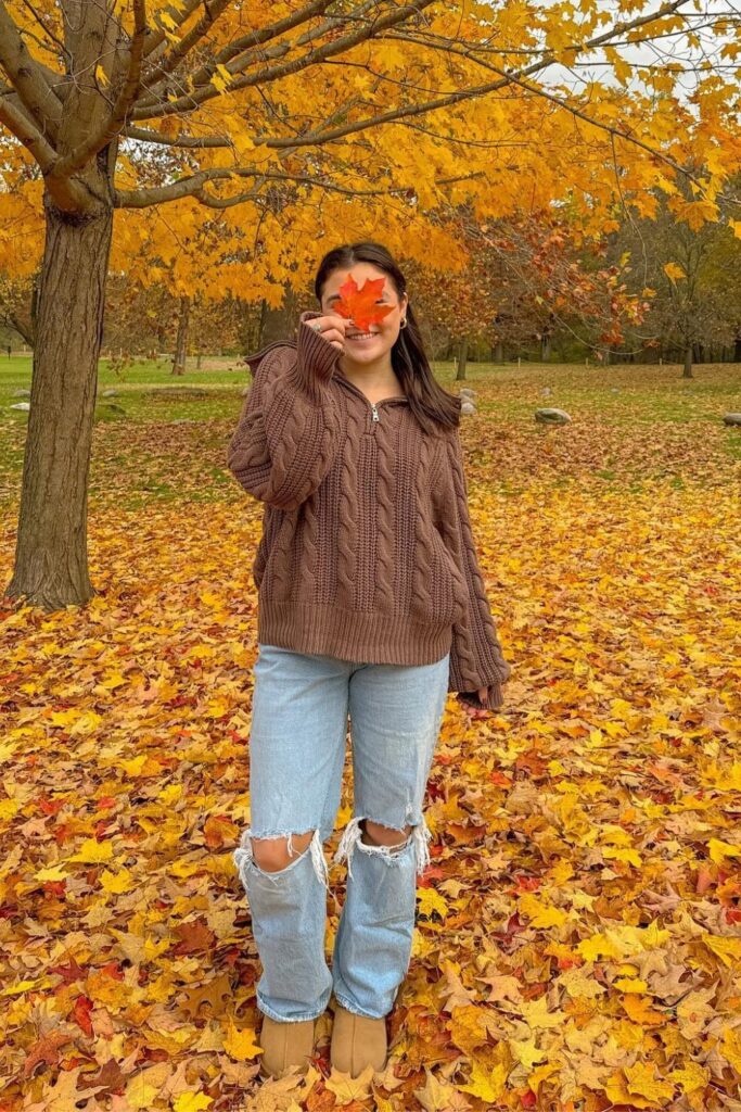 Cable Knit Sweater and Distressed Jeans