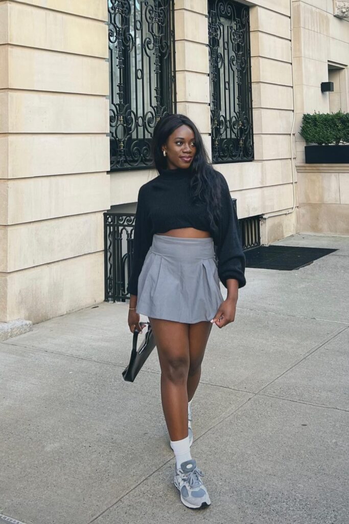 Crop Turtleneck and Mini Skirt