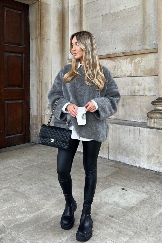 Mohair Sweater and Leather Leggings