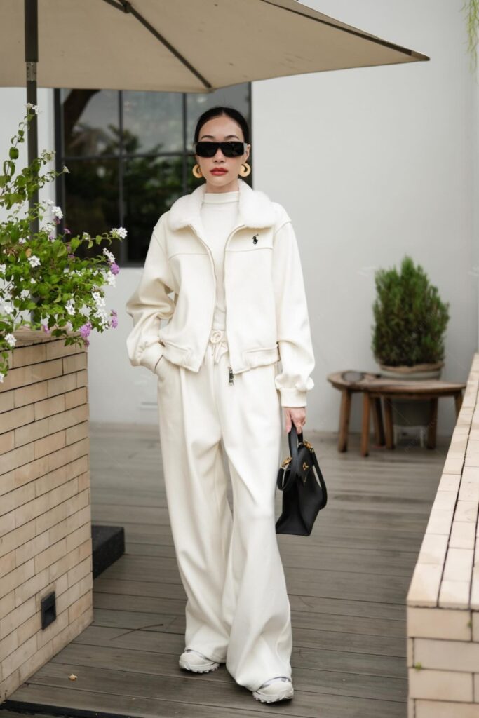 Cream Zip-Up Sweatshirt and Turtleneck