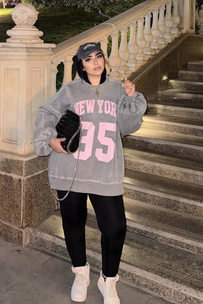 Gray Sweatshirt and Black Joggers