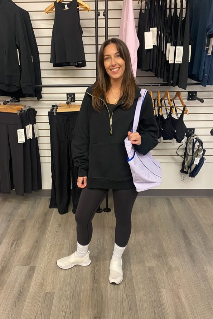 Black Half-Zip Sweatshirt and Leggings