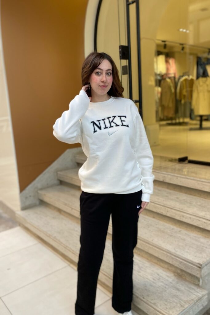 White Sweatshirt and Track Pants