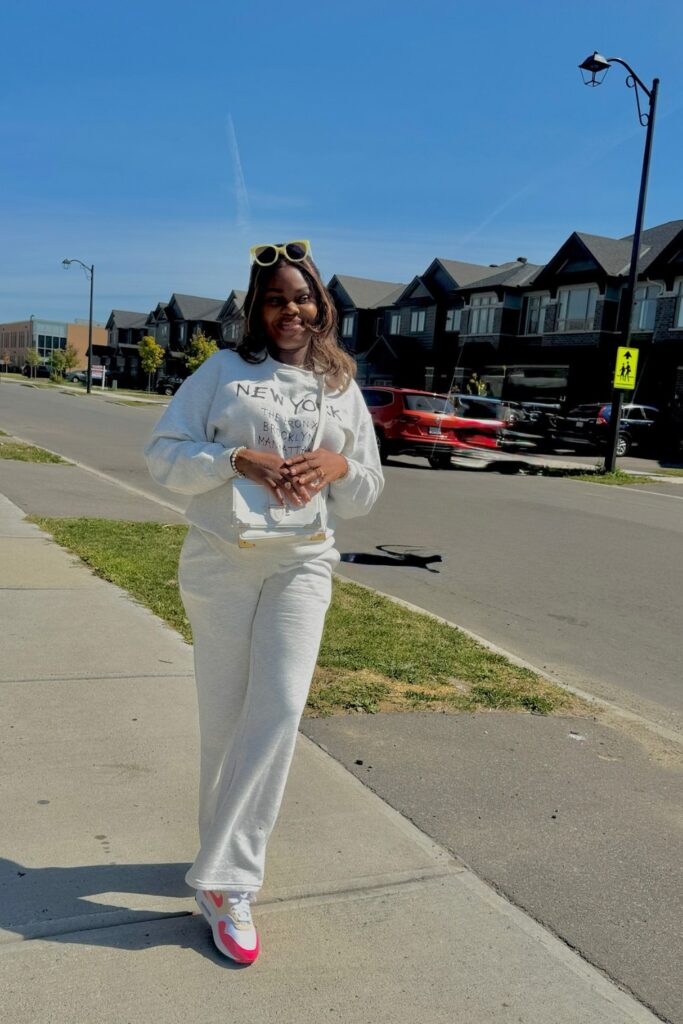 White Graphic Sweatshirt and Matching Sweatpants