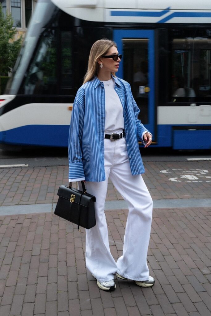 Blue Striped Oversized Shirt