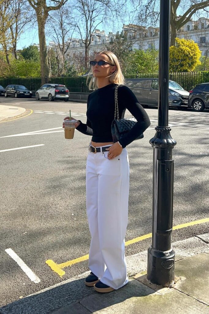 Black Fitted Long-Sleeve Top