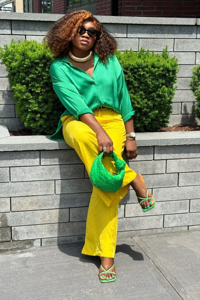 Green Shirt, Yellow Pants, and Green Sandals