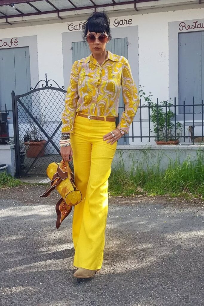 Yellow Printed Button-Down and Matching Pants