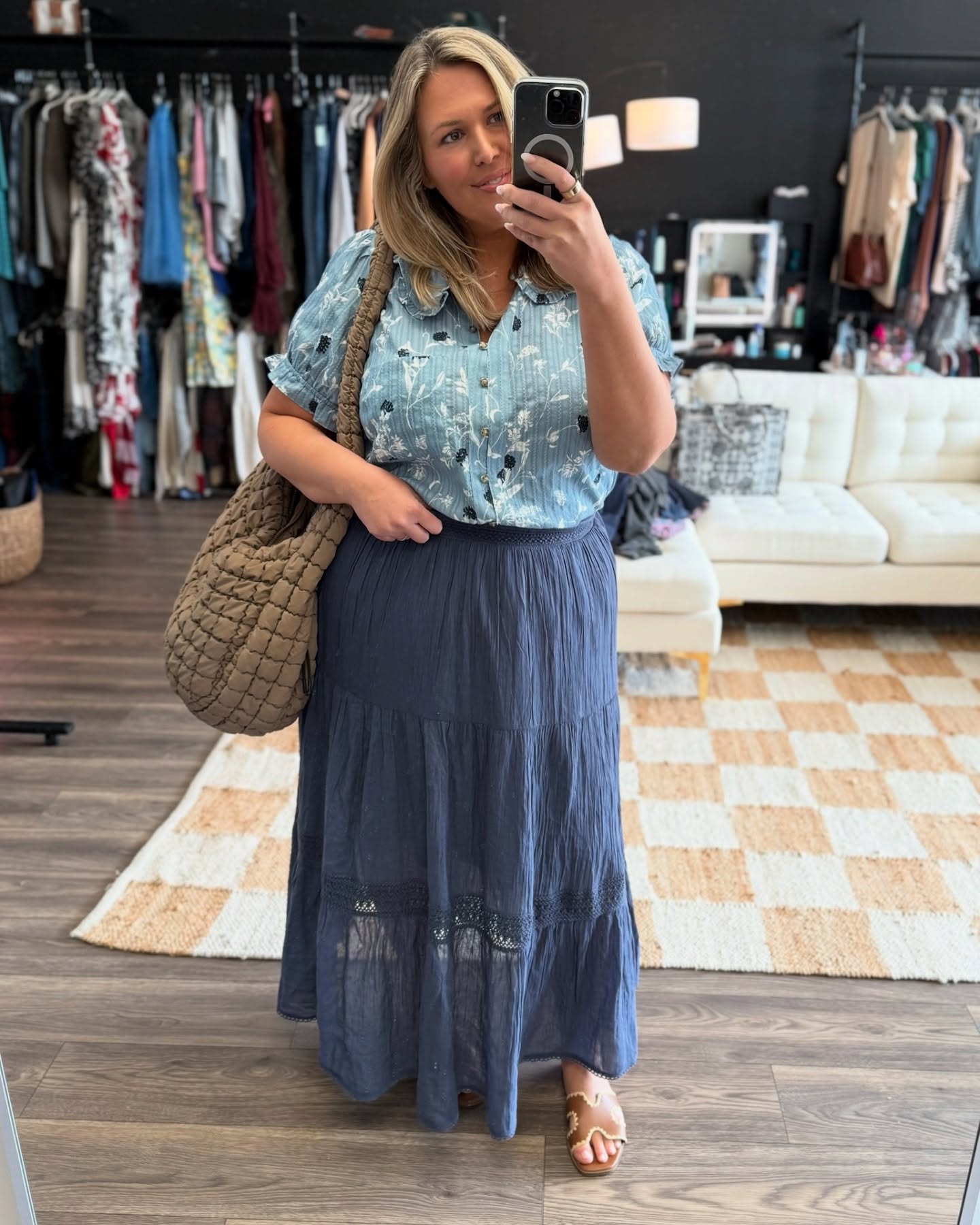 Floral Button-Up and a Flowy Skirt