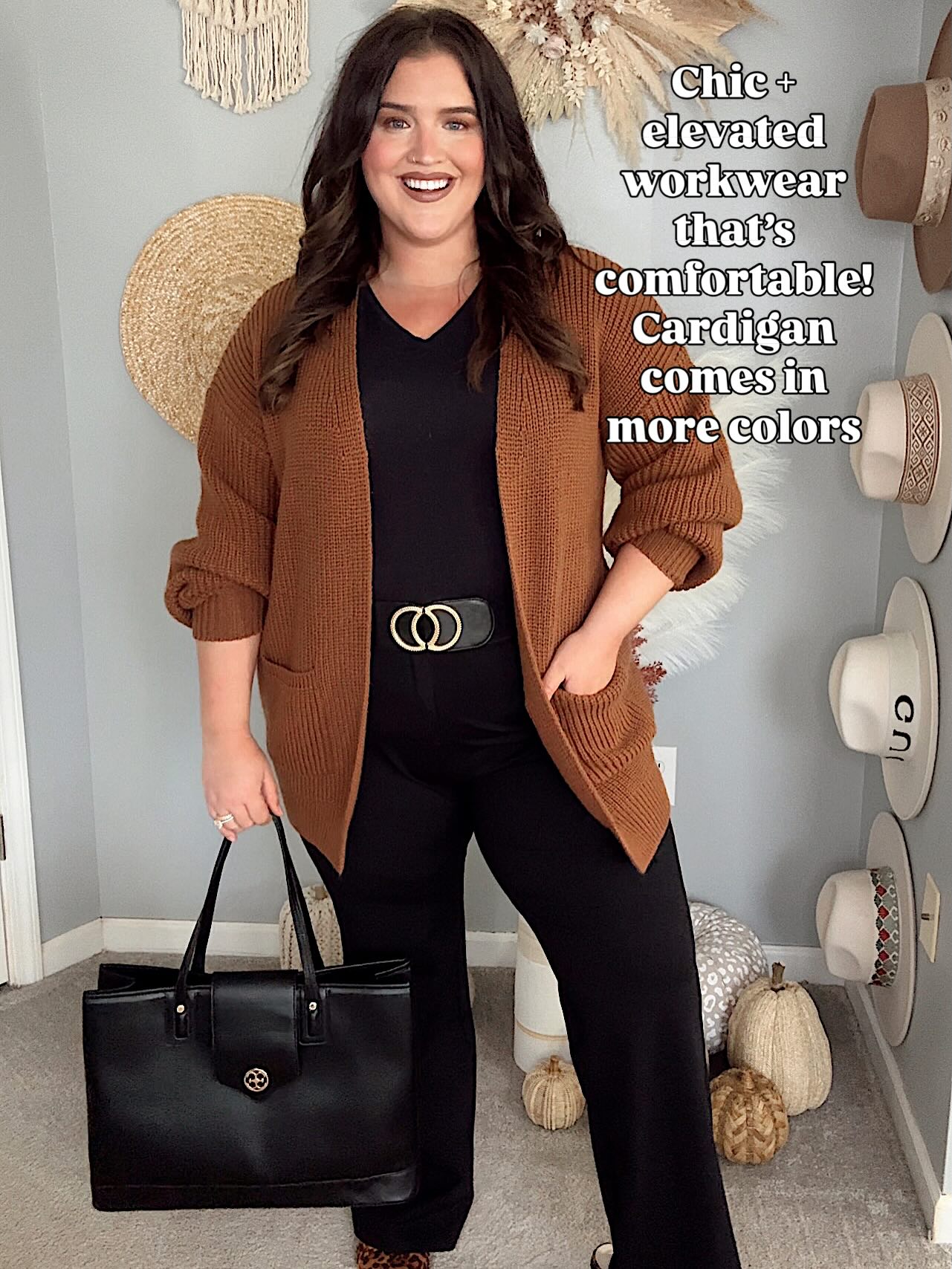Chunky Knit Cardigan and Straight-Leg Pants