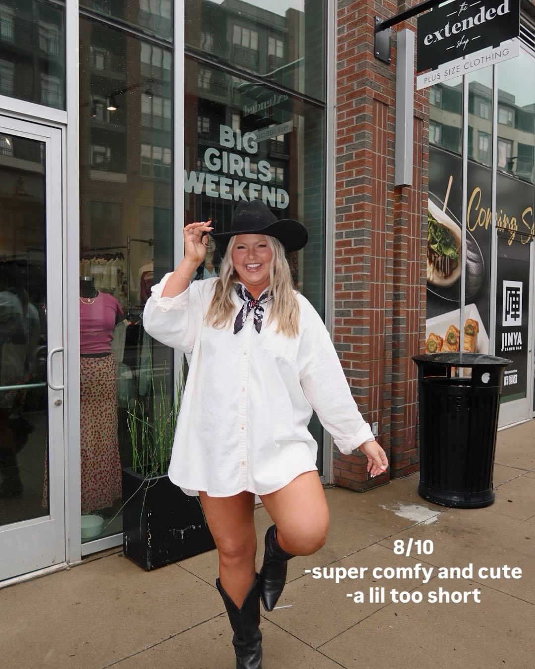 Oversized Button-Up Shirt Dress and Cowboy Boots