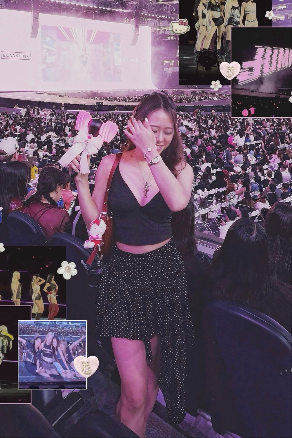 Black Crop Top and Polka Dot Skirt