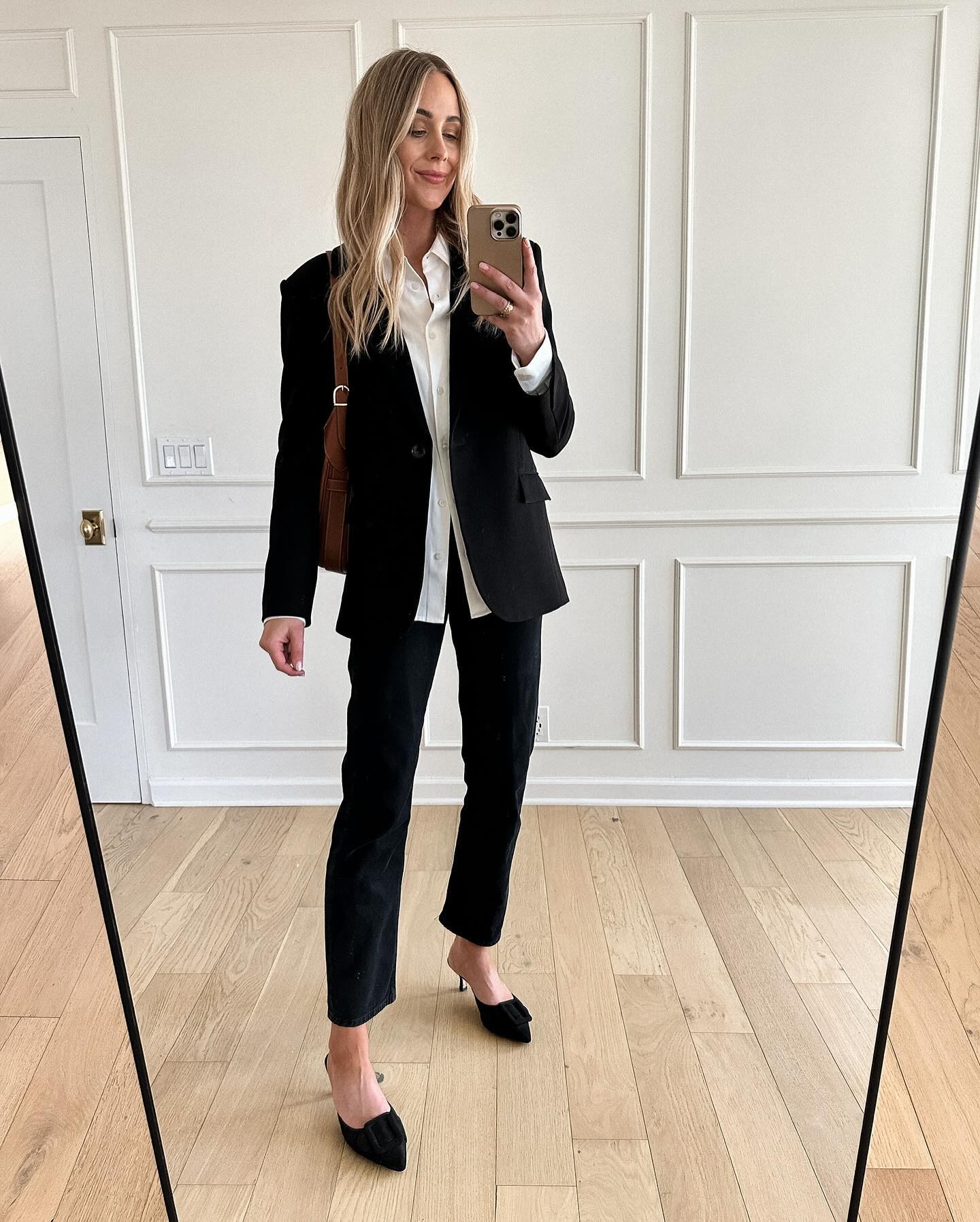 Black Blazer and Button-Up Shirt