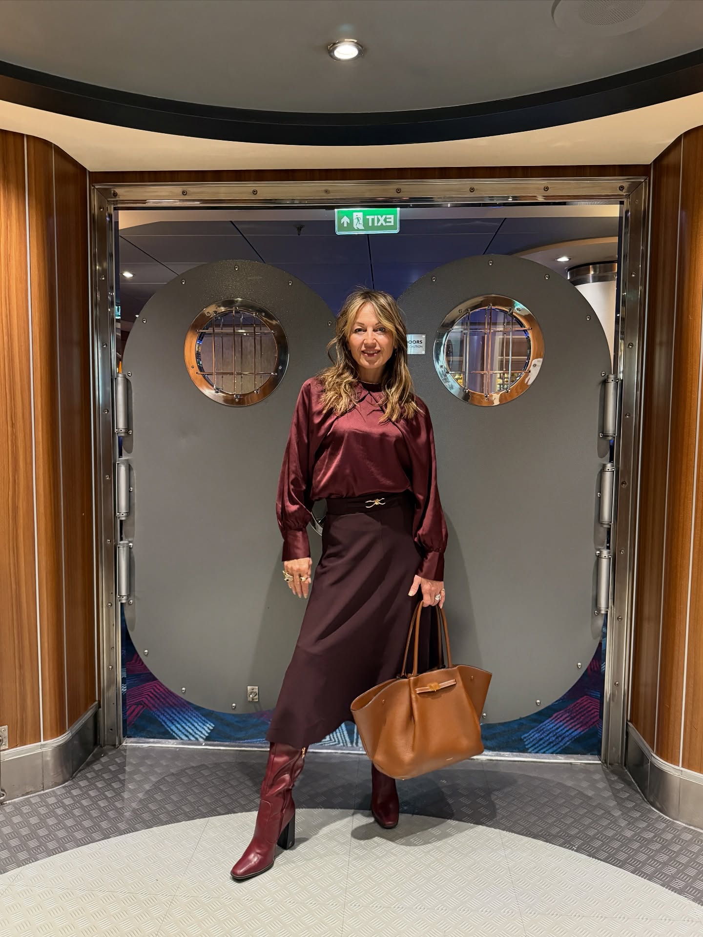 Satin Blouse and Matching Midi Skirt
