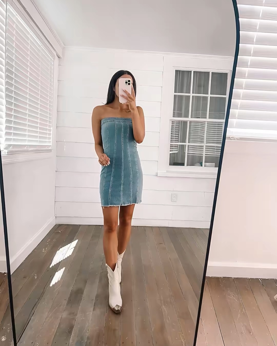Denim Strapless Mini Dress