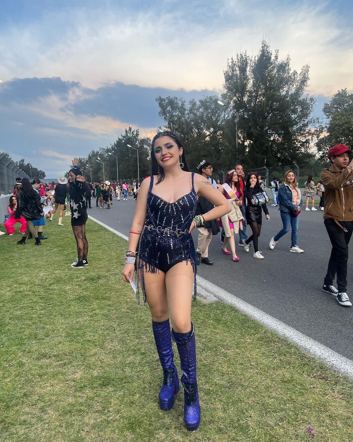 Sequined Bodysuit and Platform Boots