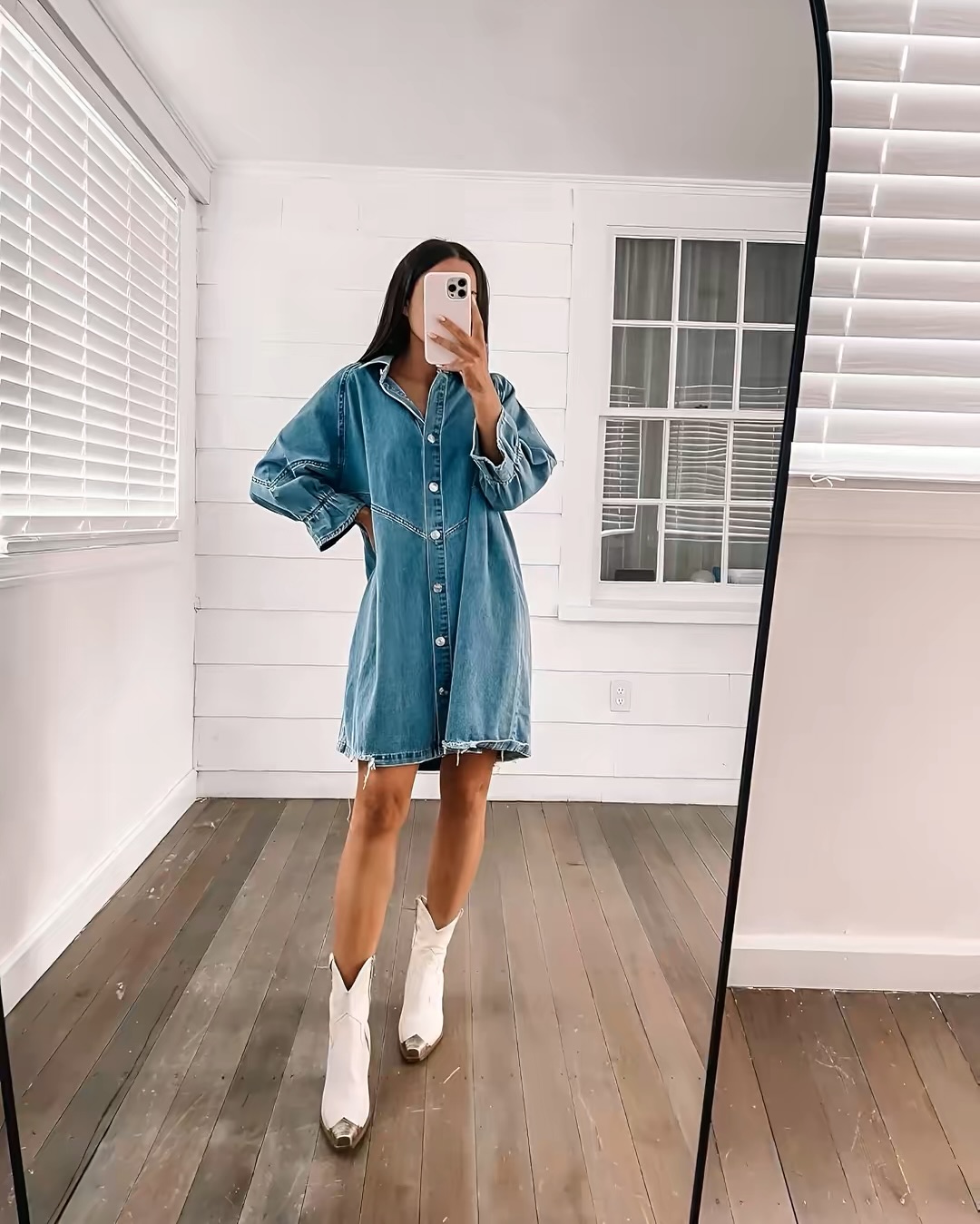 Oversized Denim Shirt Dress