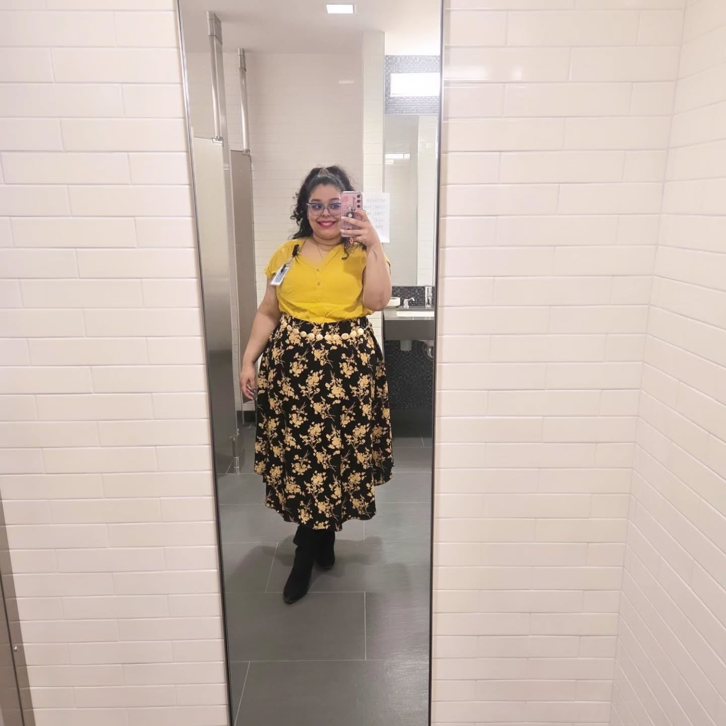 Yellow Blouse and Floral Skirt