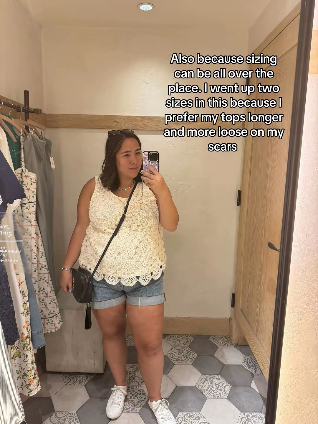 Crochet Sleeveless Top and Denim Shorts