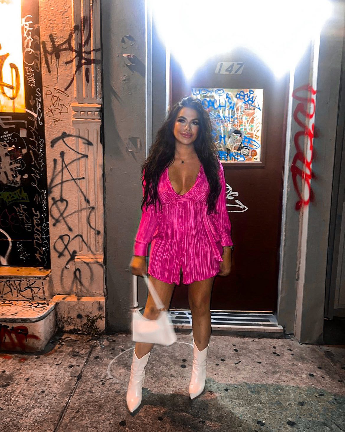 Hot Pink Full-Sleeved Dress