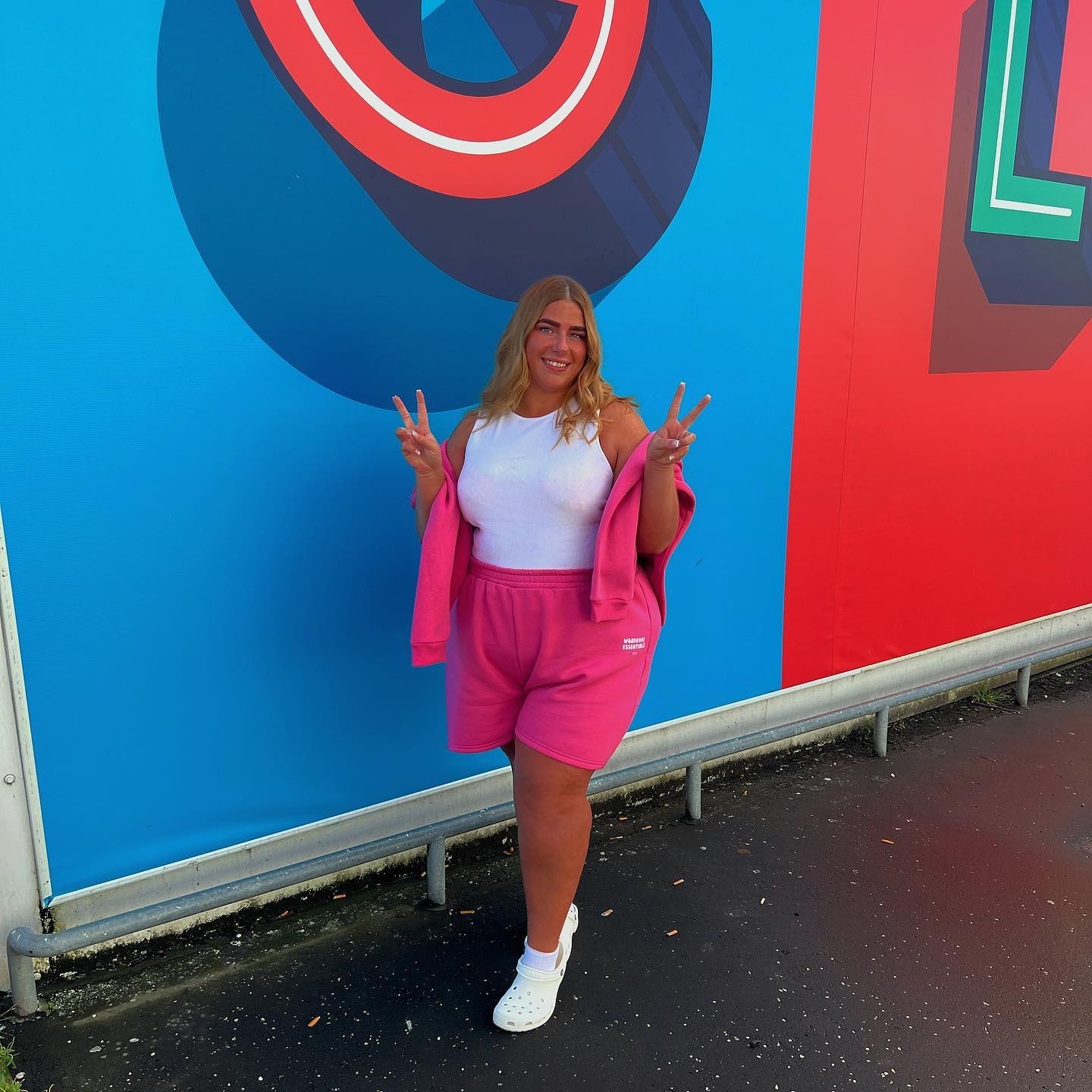 White Tank and Hot Pink Matching Set
