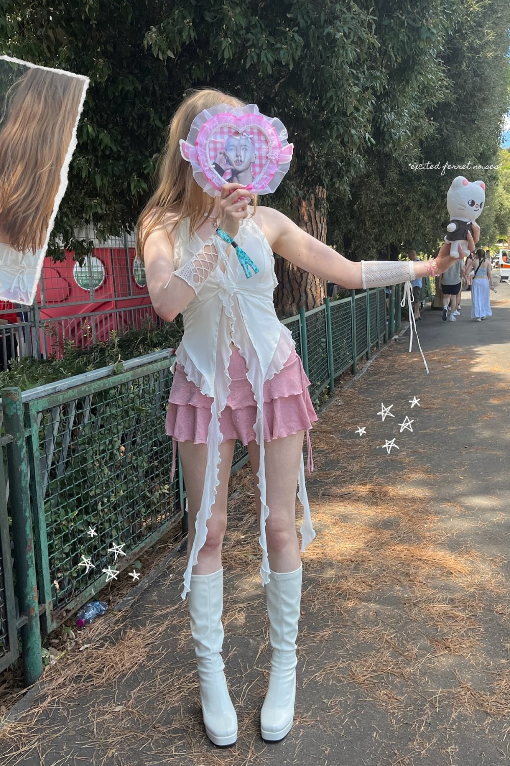White Corset and Pink Tiered Skirt