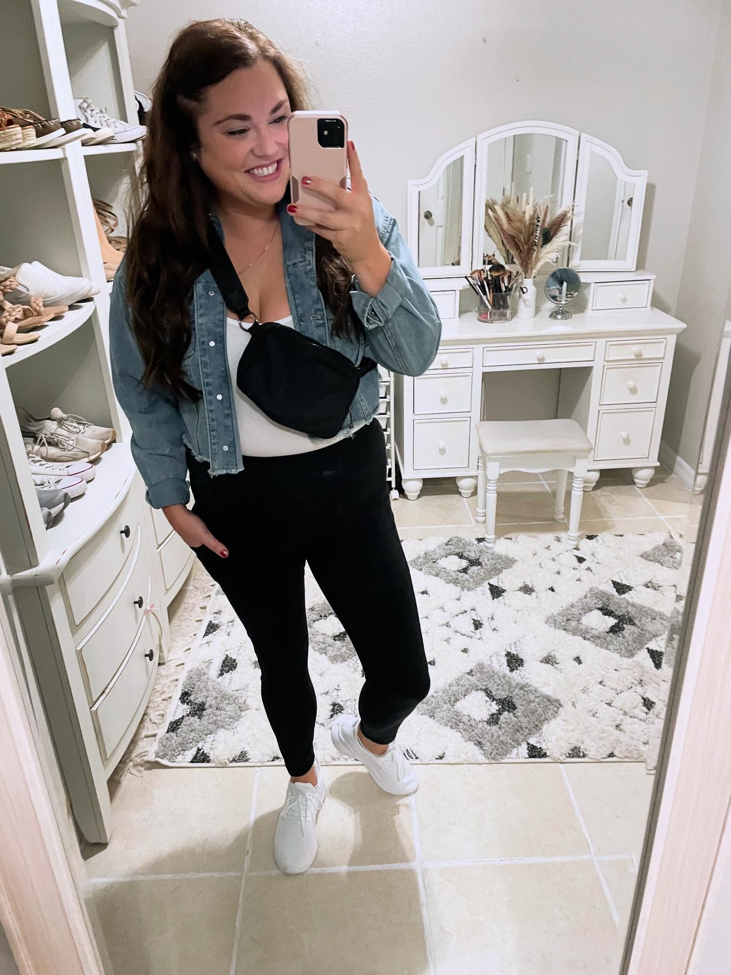 Light Denim Jacket and Black Joggers
