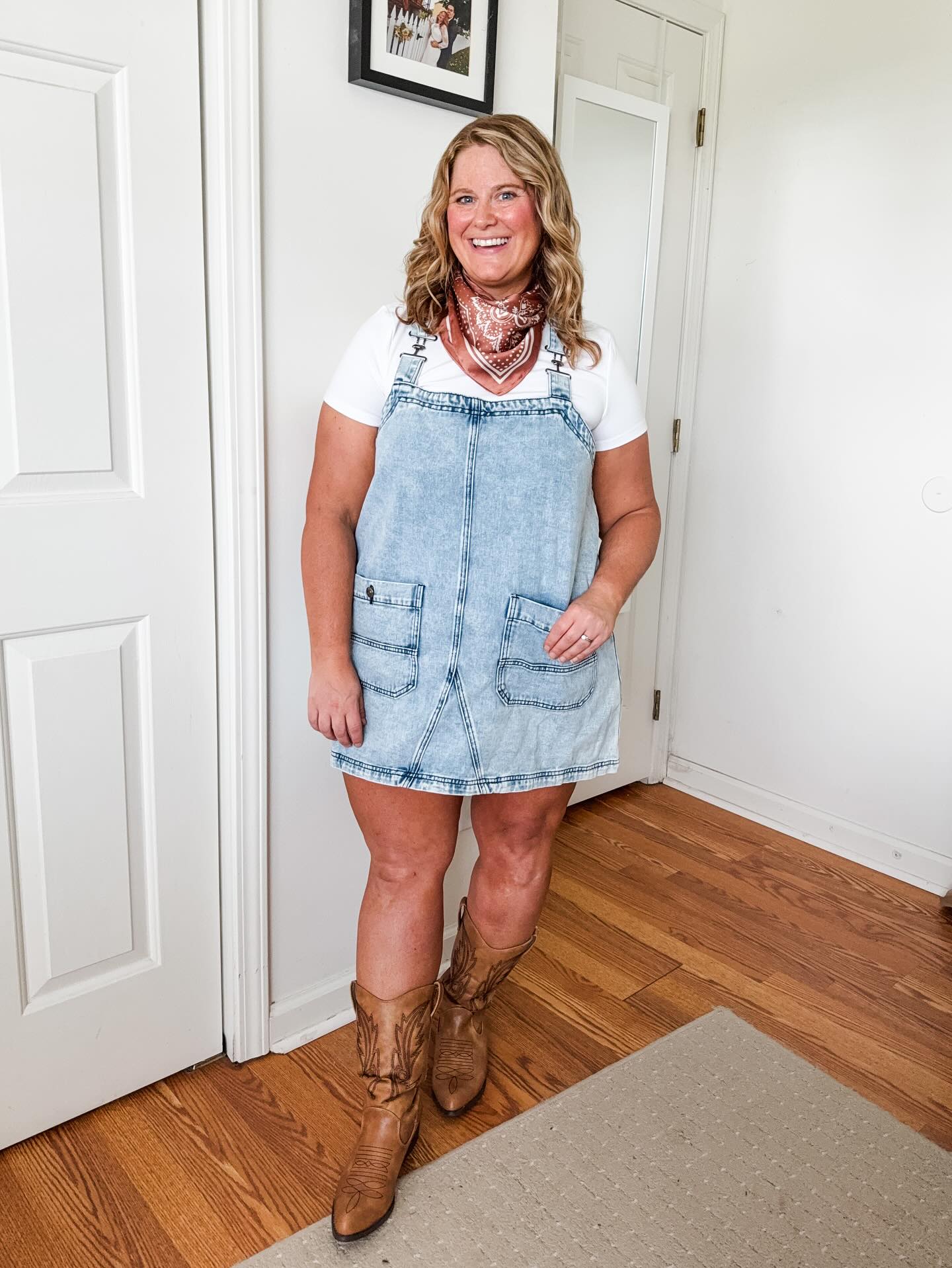 Denim Overall Dress with T-Shirt